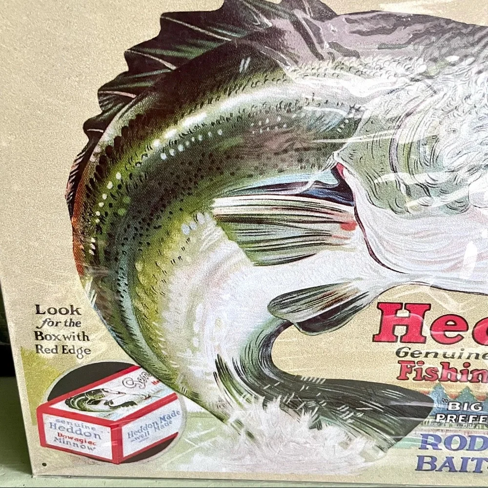 NEW Heddon Fishing Tackle Metal Sign